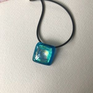 Short necklace with teal pendant